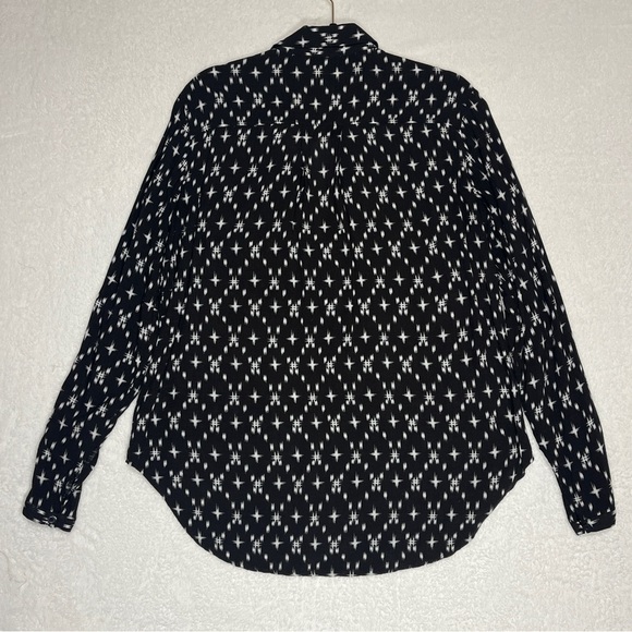 Cloth & Stone Women's Blouse Top Kasuri Hipster Star Print Black White Large - Picture 2 of 14